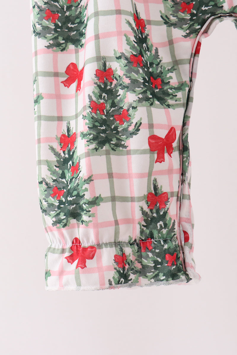 Red Bow Embroidery Velvet Ruffle Romper