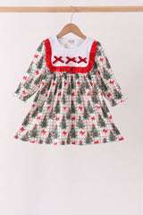 Red Velvet Ruffle Dress