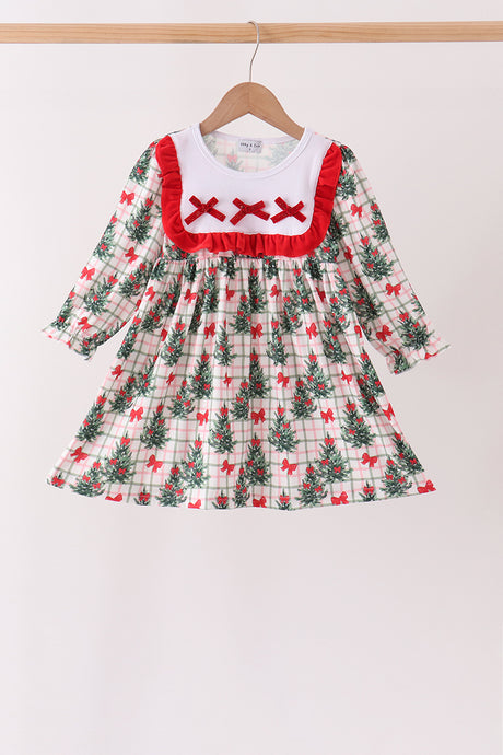 Red Velvet Ruffle Dress
