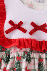 Red Velvet Ruffle Dress