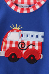 Blue Fire Truck Applique Romper