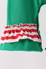 Green Reindeer French Knot Ruffle Romper