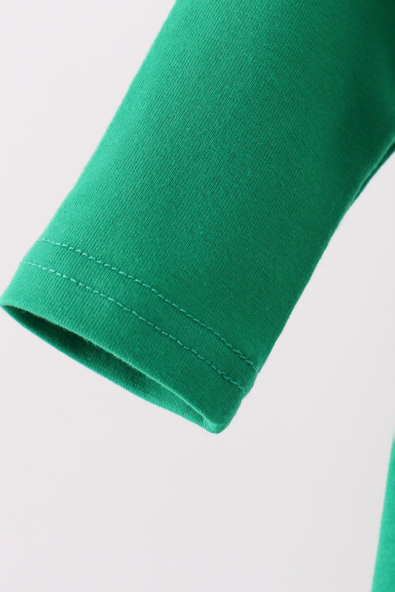 Green Reindeer French Knot Ruffle Romper