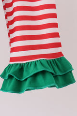 Green Reindeer French Knot Ruffle Pants Set