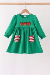 Green Reindeer French Knot Dress