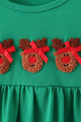 Green Reindeer French Knot Dress