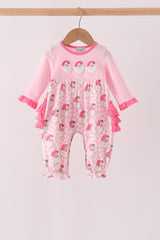 Pink Santa French Knot Ruffle Romper