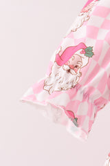 Pink Santa French Knot Ruffle Bloomer Set