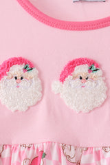 Pink Santa French Knot Bow Pants Set