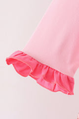 Pink Santa French Knot Bow Pants Set