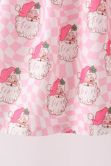 Pink Santa French Knot Ruffle Dress