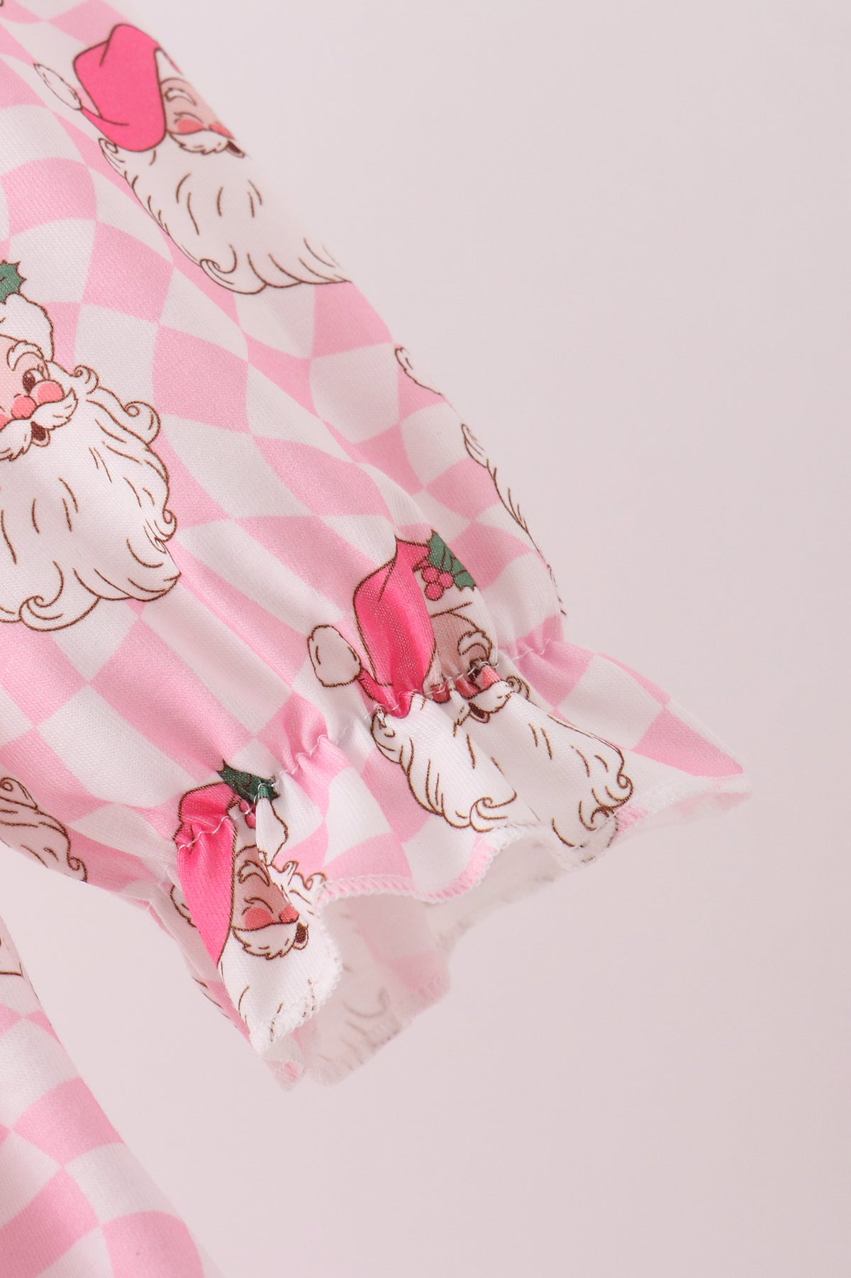 Pink Santa French Knot Ruffle Dress