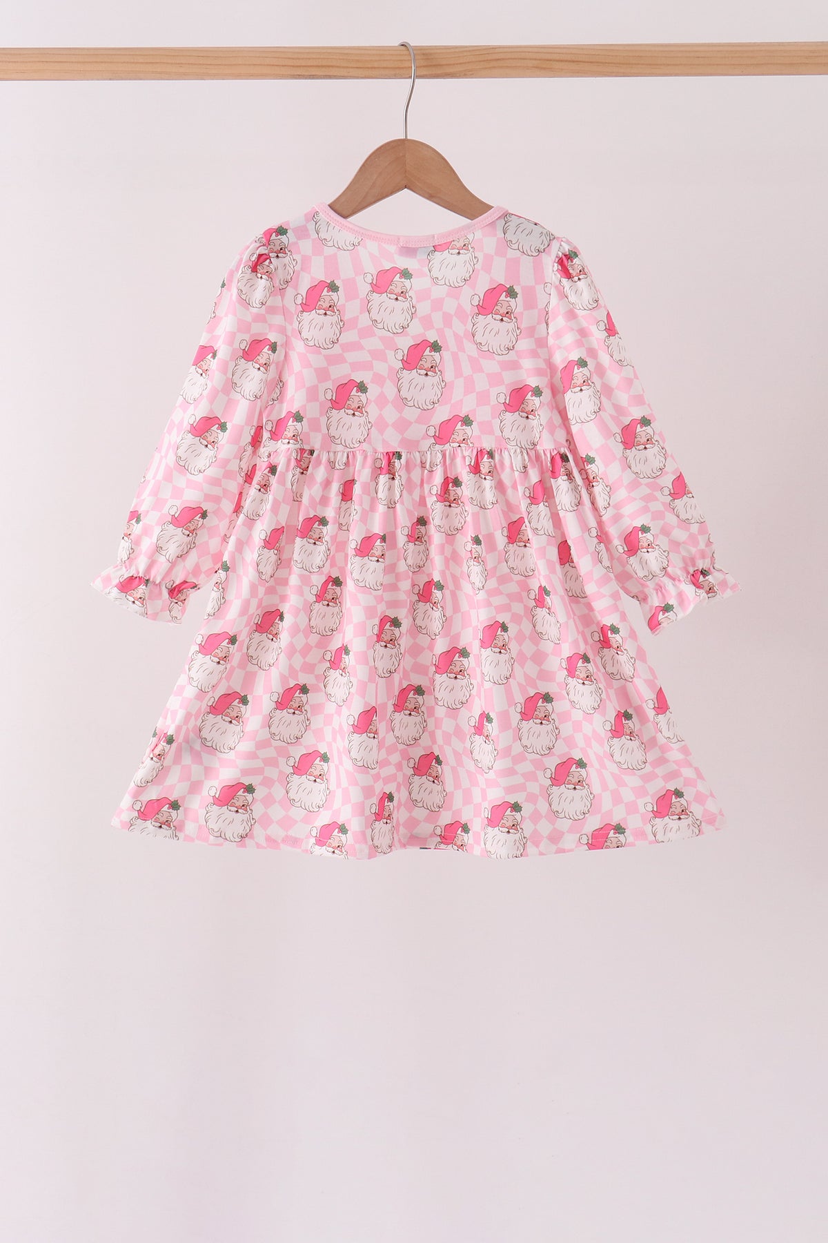 Pink Santa French Knot Ruffle Dress