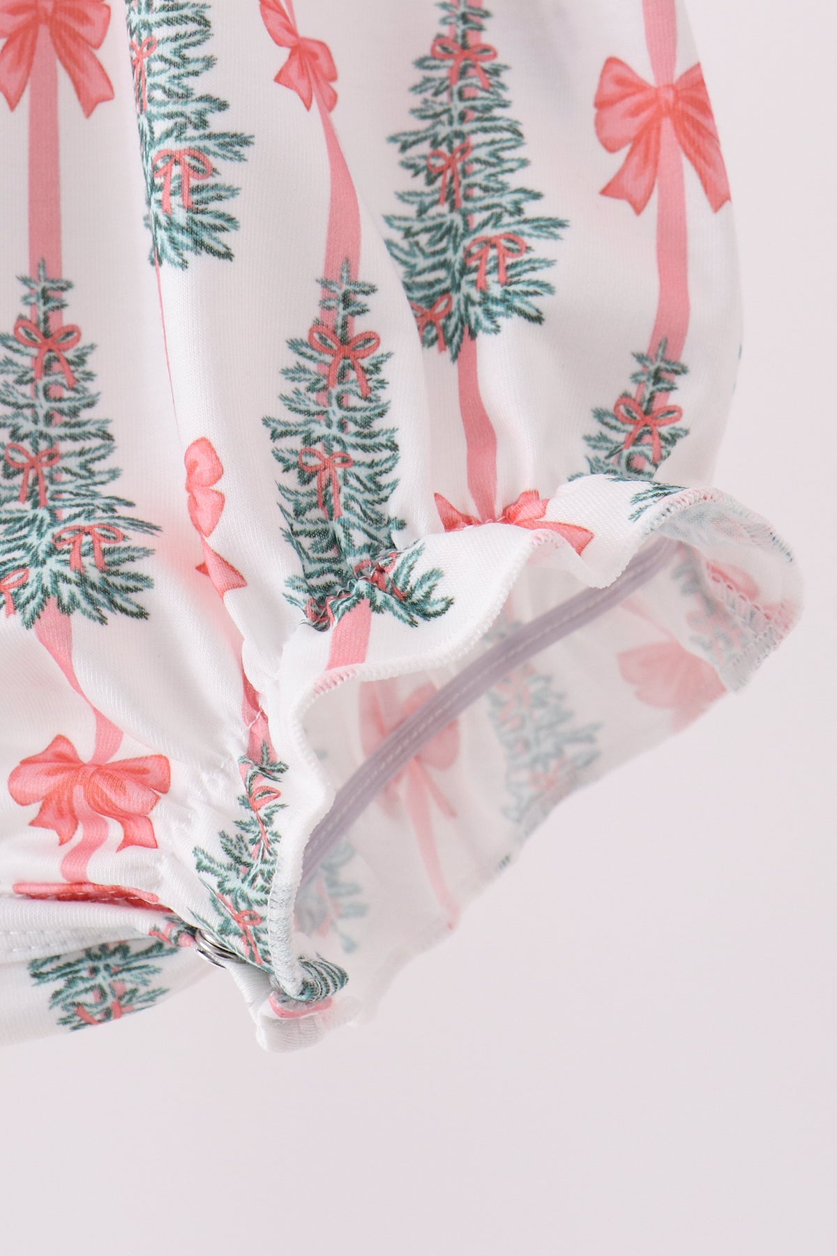 Pink Christmas Tree Embroidery Ruffle Bubble