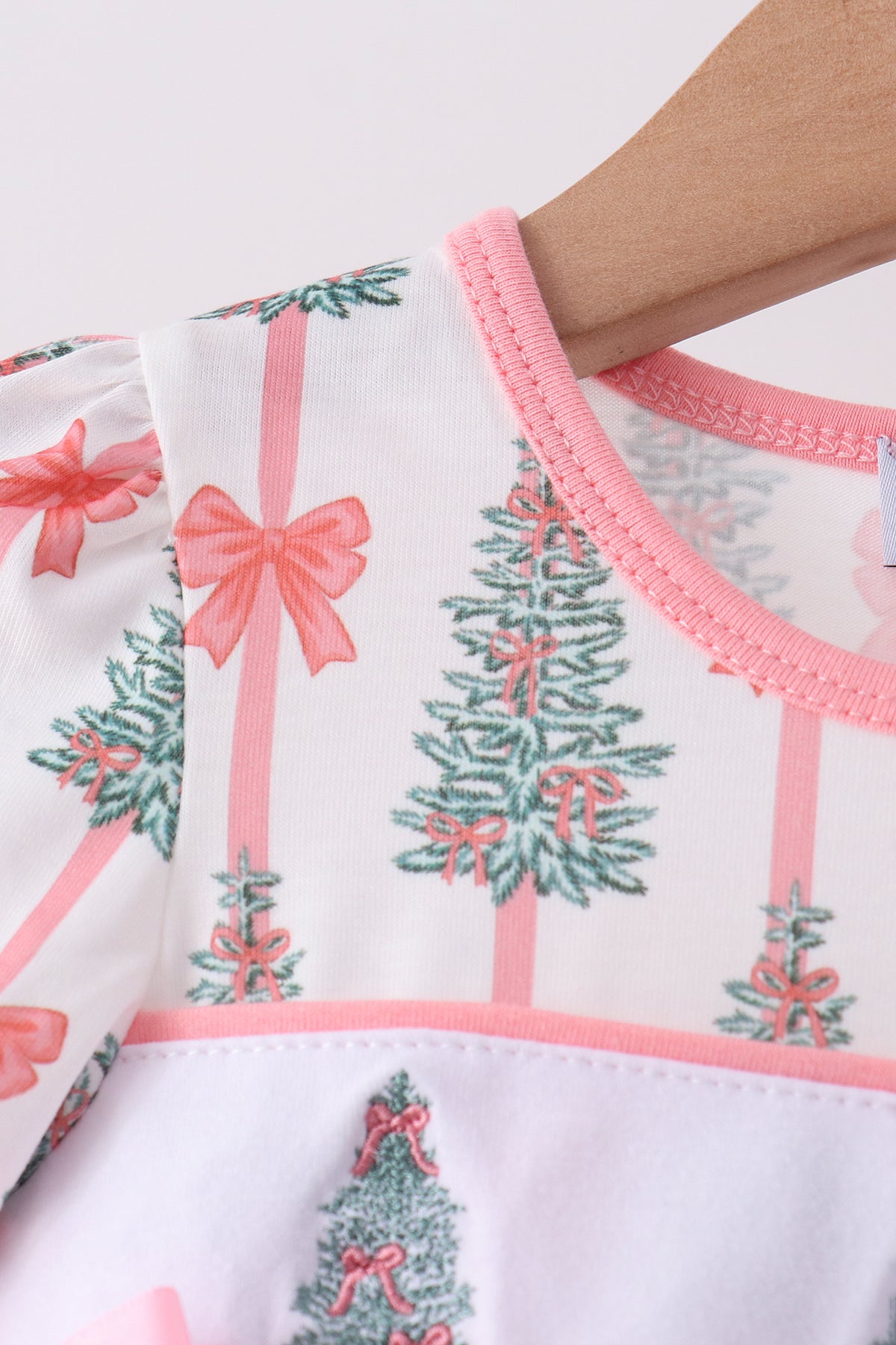 Pink Christmas Tree Embroidery Bloomer Set