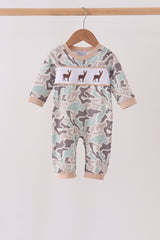 Hunting Deer Embroidery Romper