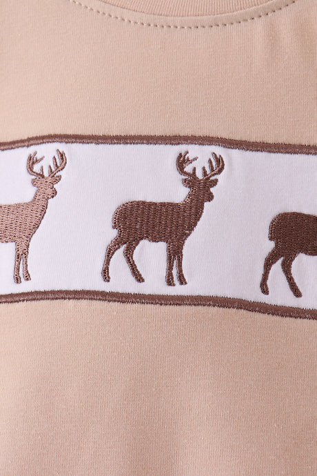 Hunting Deer Embroidery Pants Set