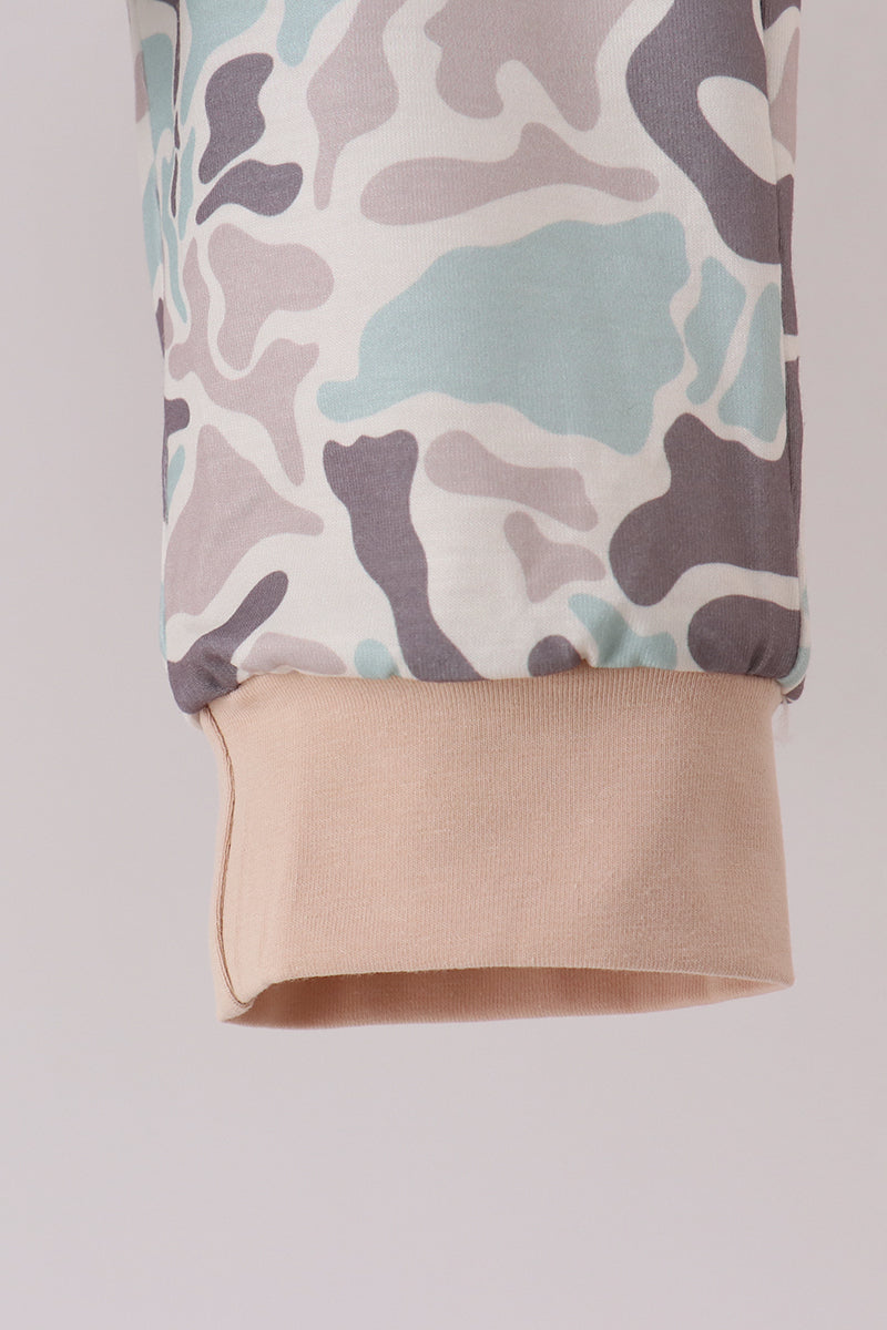 Hunting Deer Embroidery Ruffle Jogger Set