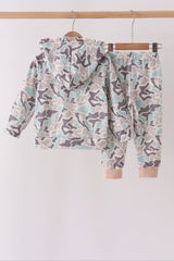 Hunting Deer Embroidery Ruffle Jogger Set