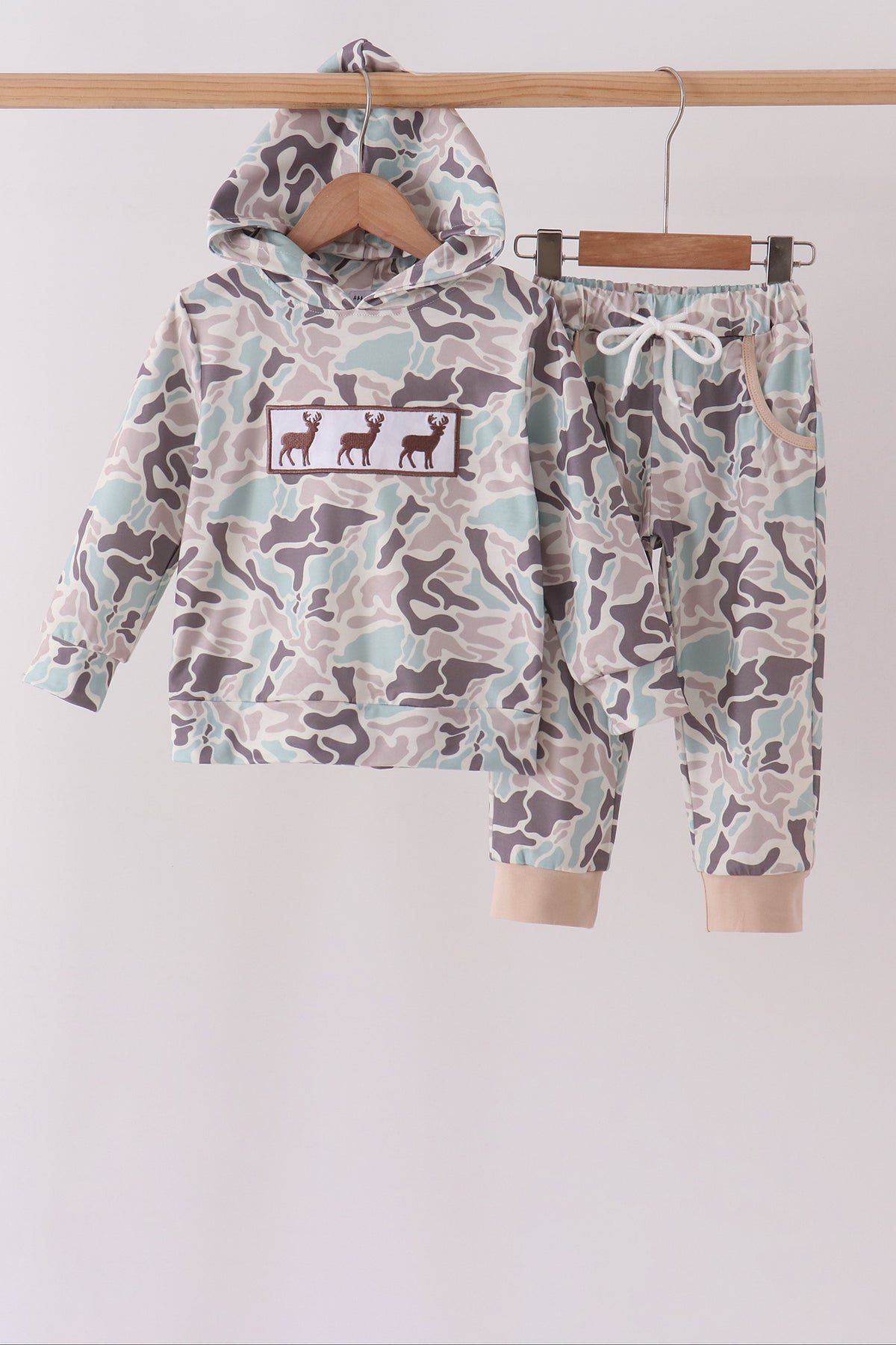 Hunting Deer Embroidery Jogger Set