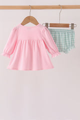 Pink Christmas Embroidery Bloomer Set