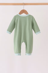 Sage Christmas Embroidery Romper