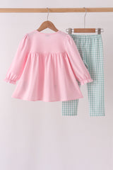 Pink Christmas Embroidery Pants Set