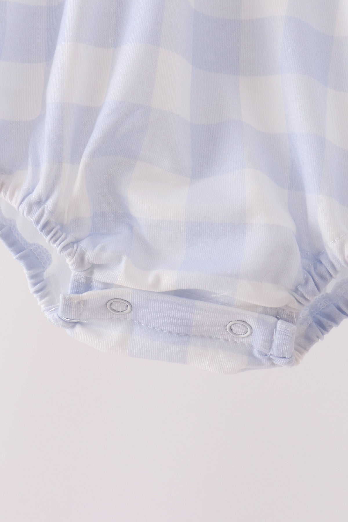 Blue Puppy Embroidery Gingham Bubble