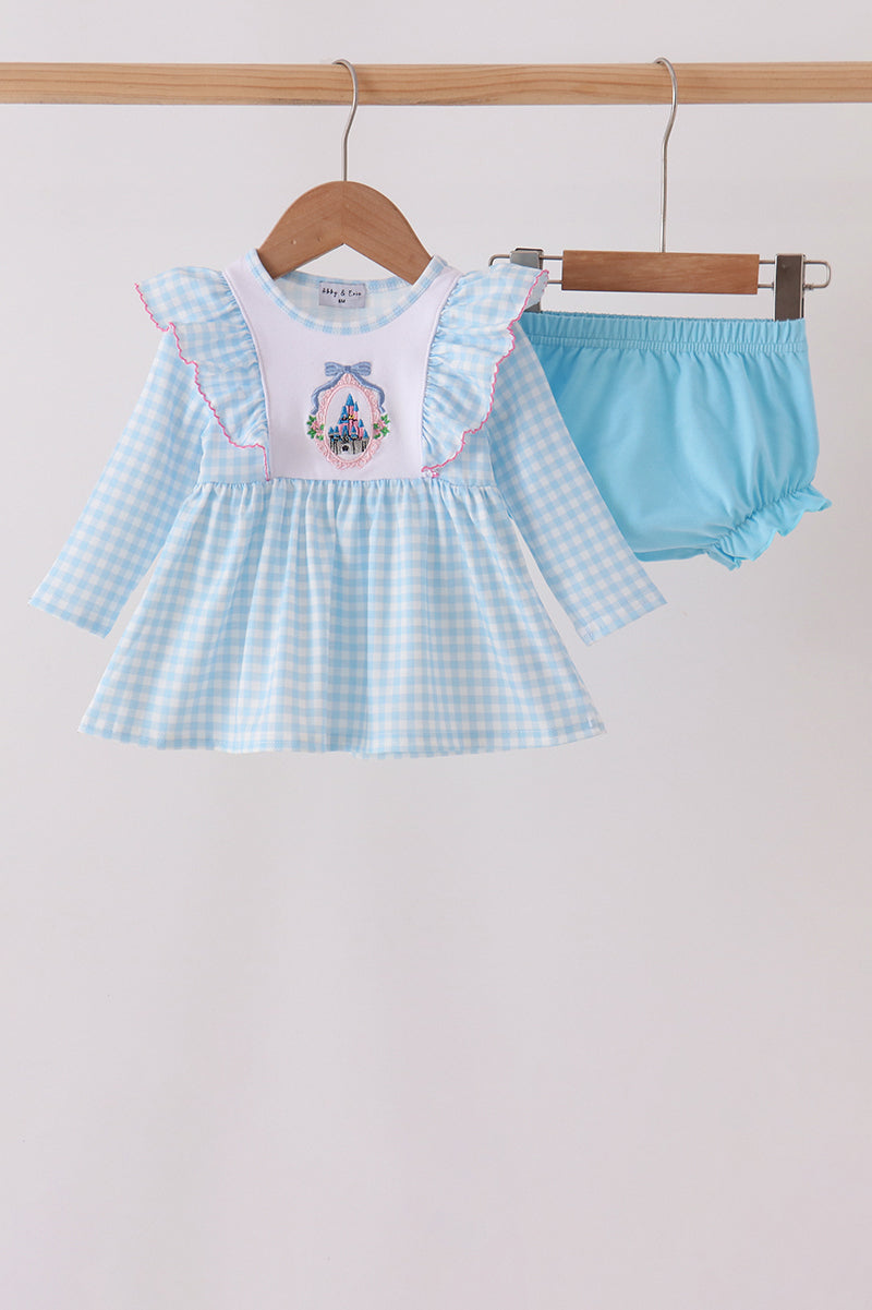 Blue Castle Embroidery Ruffle Bloomer Set