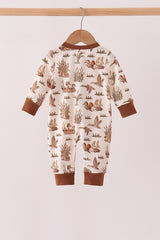 Brown Duck Embroidery Romper