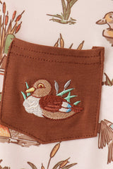 Brown Duck Embroidery Pants Set