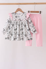 Pink Farm Ruffle Pants Set