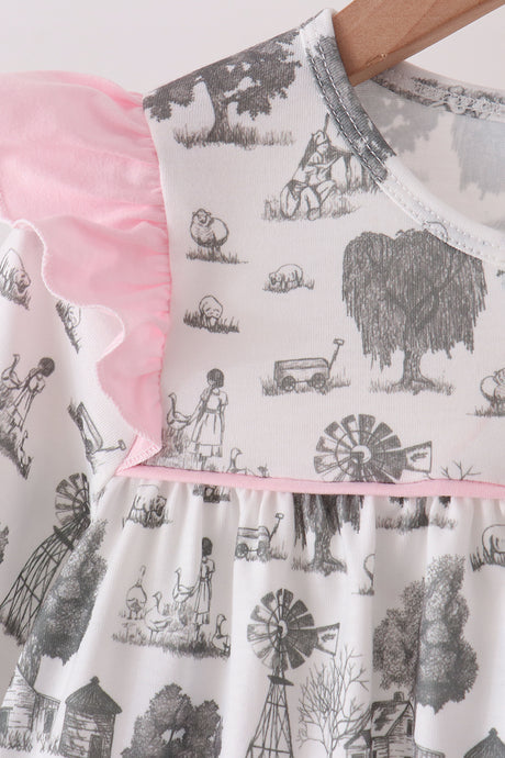 Pink Farm Ruffle Pants Set