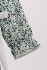 Green Farm Floral Embroidery Ruffle Bubble