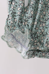 Green Farm Floral Embroidery Ruffle Bubble
