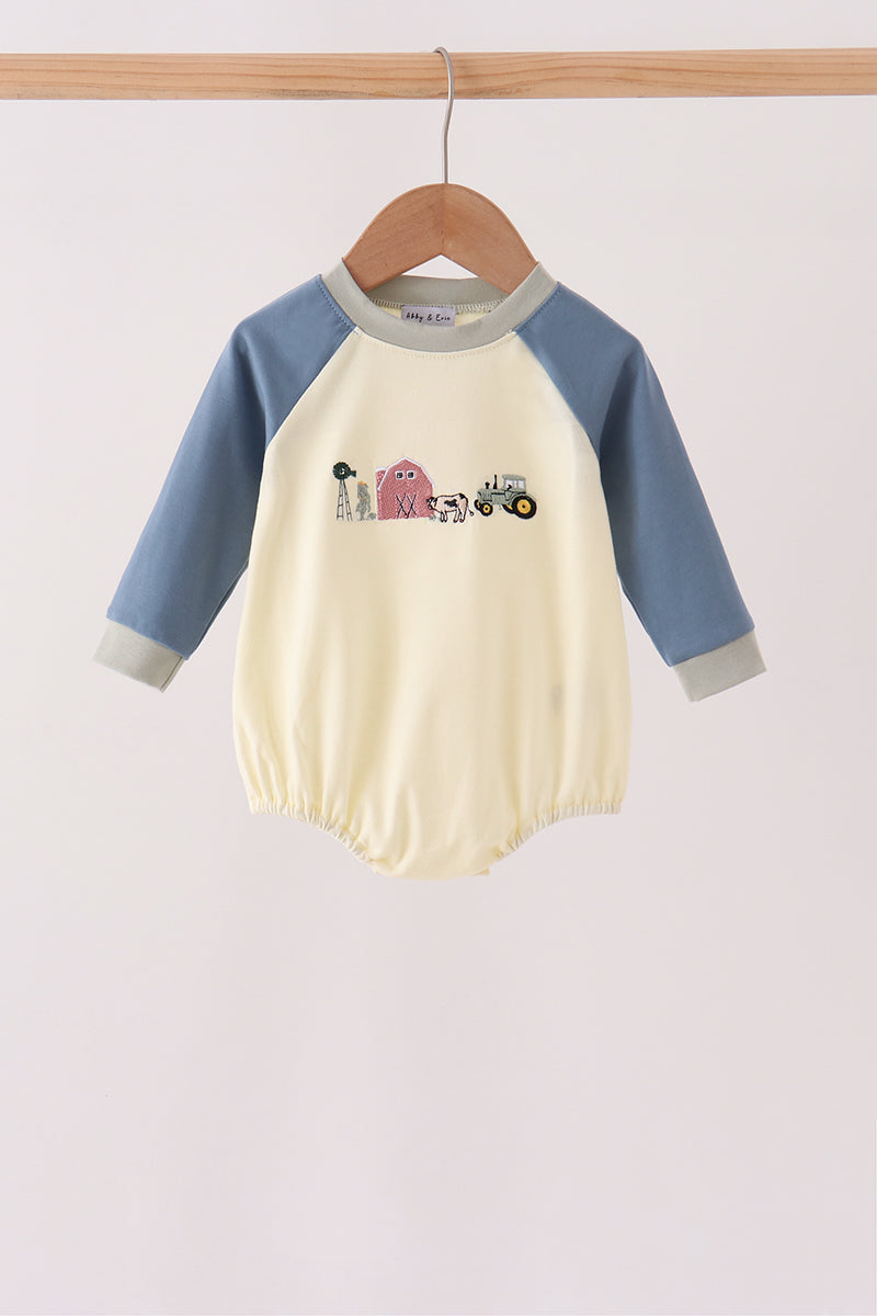 Navy&yellow farm embroidery bubble