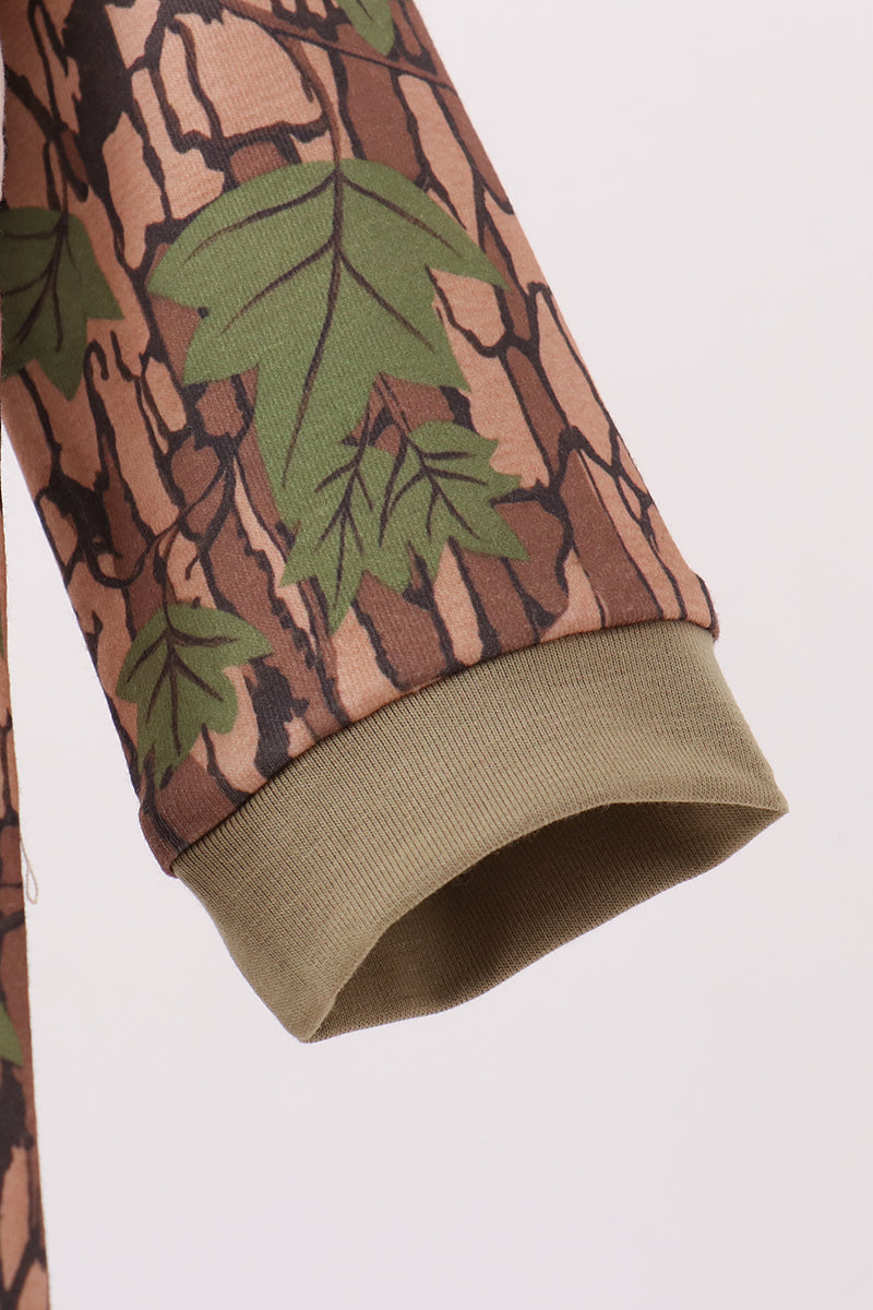 Camouflage Moose Embroidery Romper