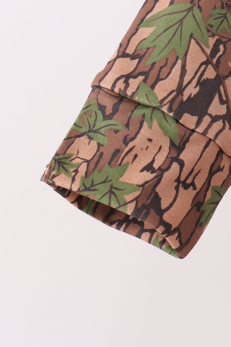 Camouflage Moose Embroidery Top