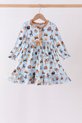 Blue Nativity Ruffle Bamboo Dress