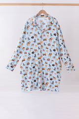 Blue Nativity Ruffle Bamboo Mom Dress