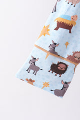 Blue Nativity Ruffle Bamboo Mom Dress