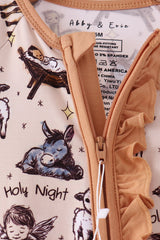 Oh Holy Night Ruffle Zip Bamboo Romper