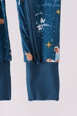 Navy Nativity Zip Bamboo Romper