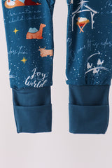 Navy Nativity Zip Bamboo Romper