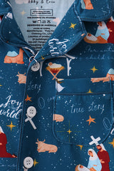 Navy Nativity Bamboo Pajama Set
