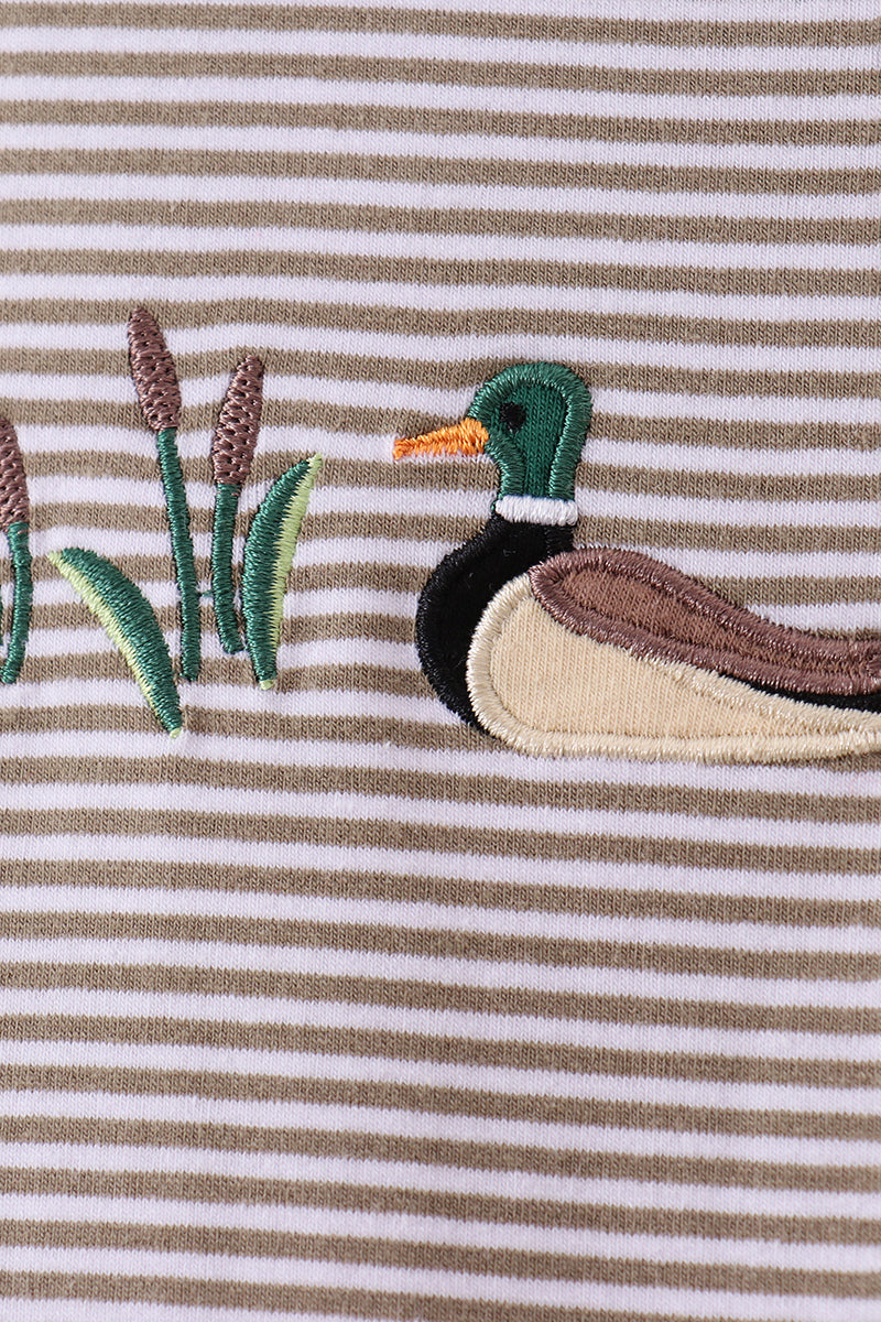Sage duck embroidery stripe jonjon