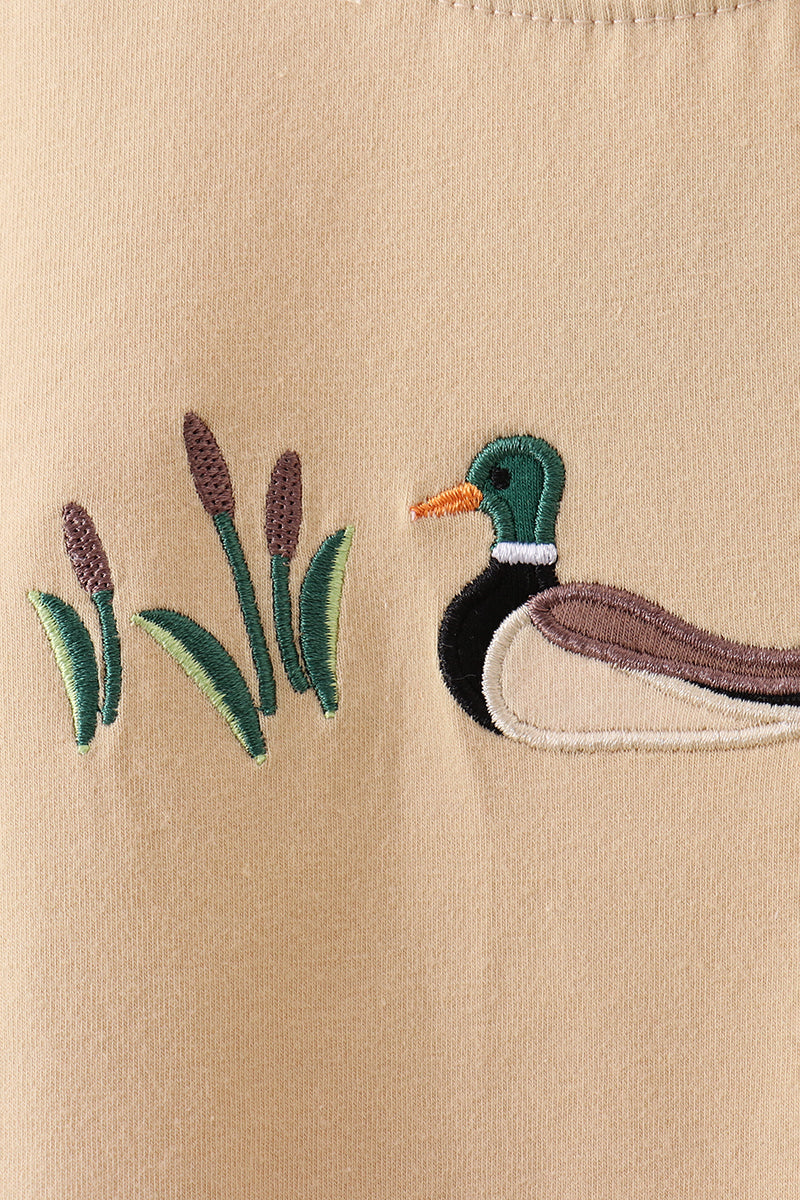 Sage duck embroidery shorts set