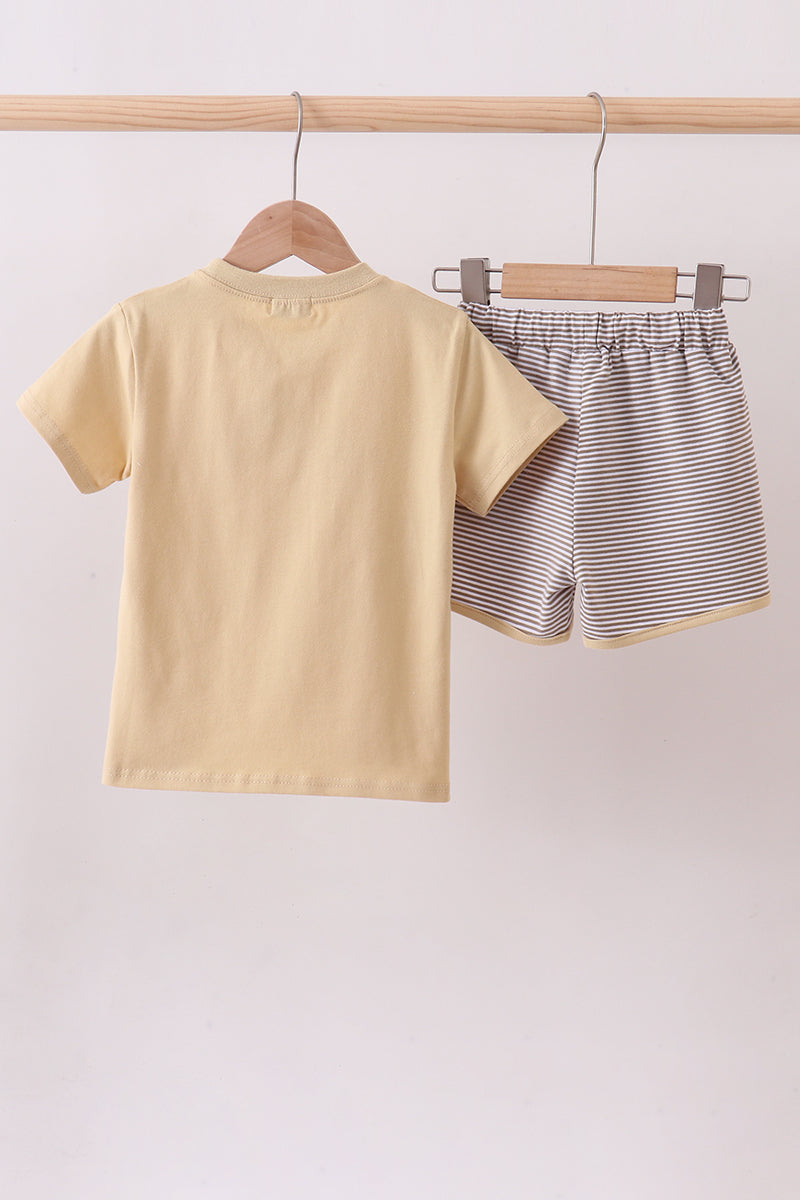 Sage duck embroidery shorts set