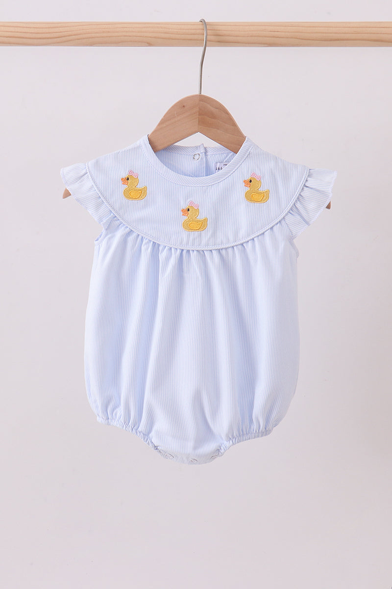 Blue duck embroidery stripe ruffle bubble