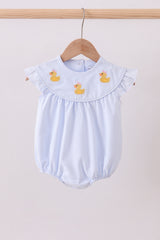 Blue duck embroidery stripe ruffle bubble